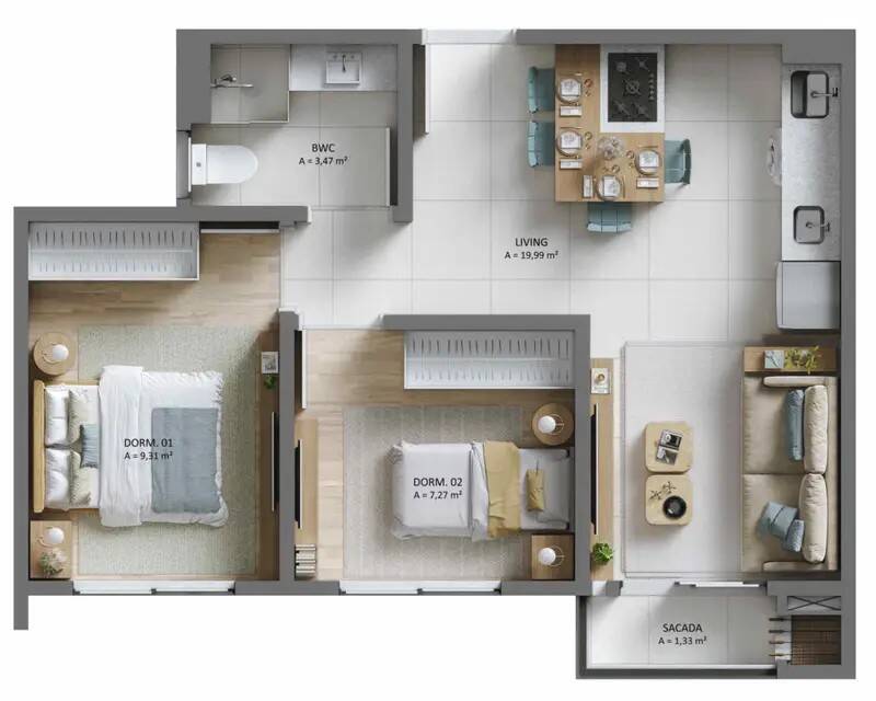 Apartamento, 2 quartos, 4555 m² - Foto 4