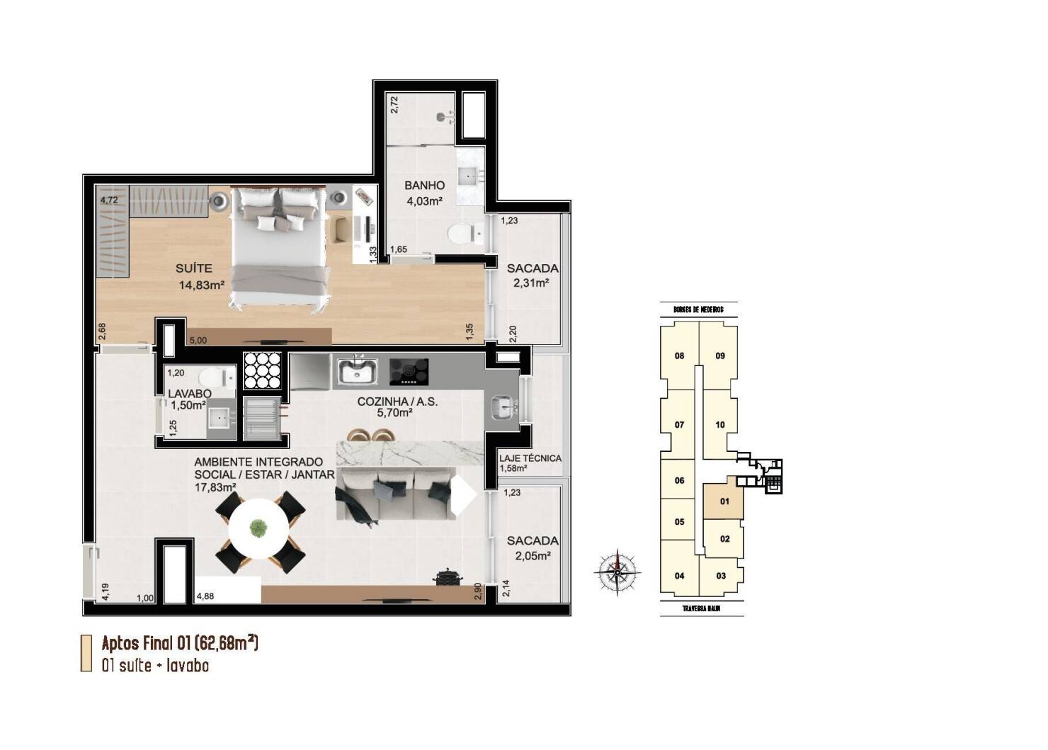 Apartamento à venda com 1 quarto, 58m² - Foto 18