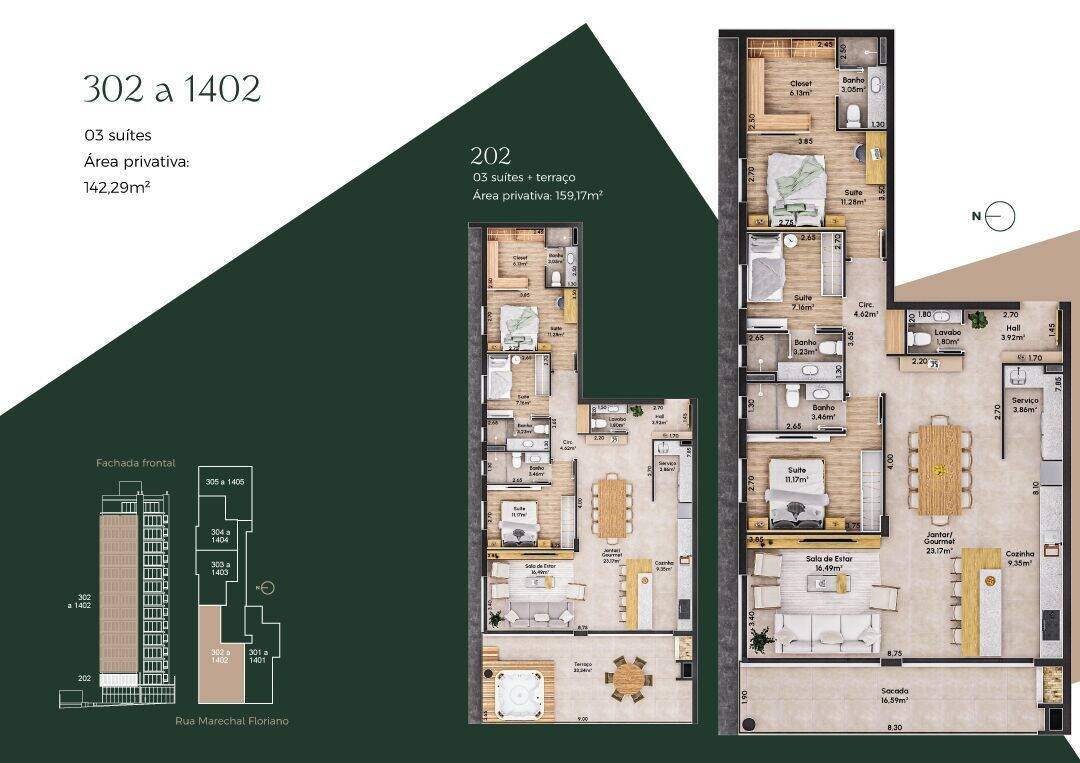 Apartamento à venda com 3 quartos, 142m² - Foto 3