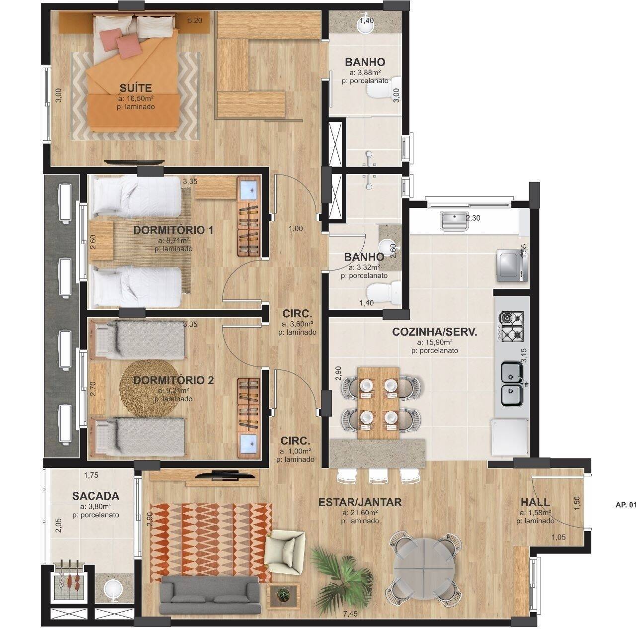 Apartamento à venda com 3 quartos, 102m² - Foto 2