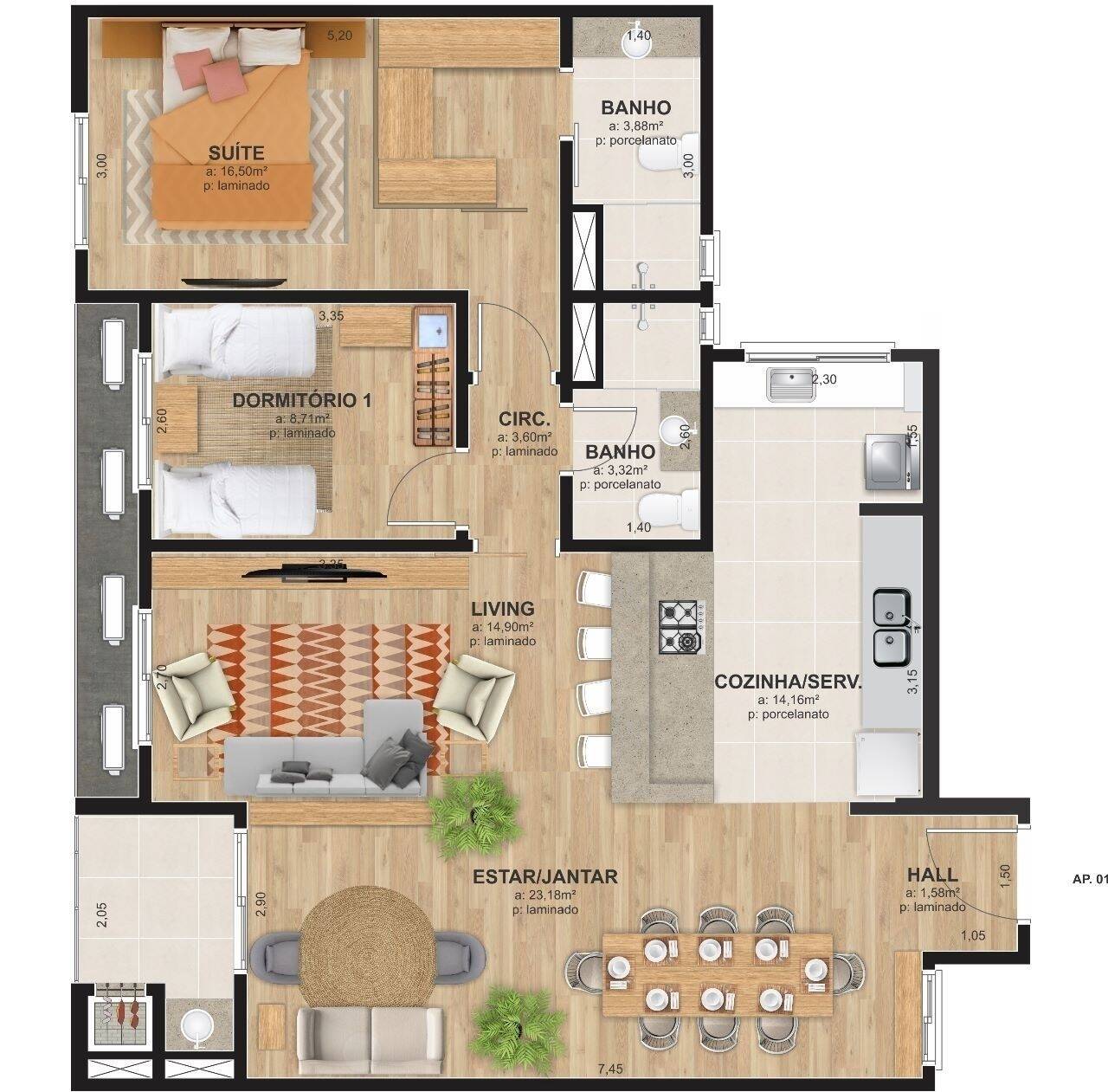 Apartamento à venda com 3 quartos, 102m² - Foto 3