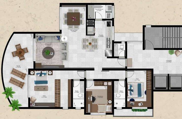 Apartamento à venda com 3 quartos, 138m² - Foto 2