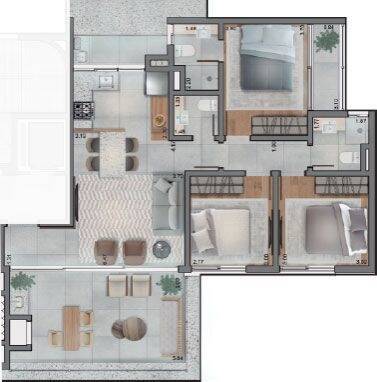 Apartamento à venda com 3 quartos, 109m² - Foto 1