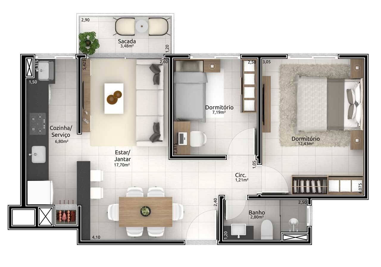 Apartamento, 1 quarto, 42 m² - Foto 19