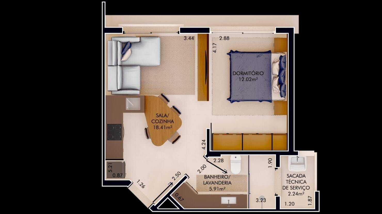 Apartamento, 1 quarto, 57 m² - Foto 3