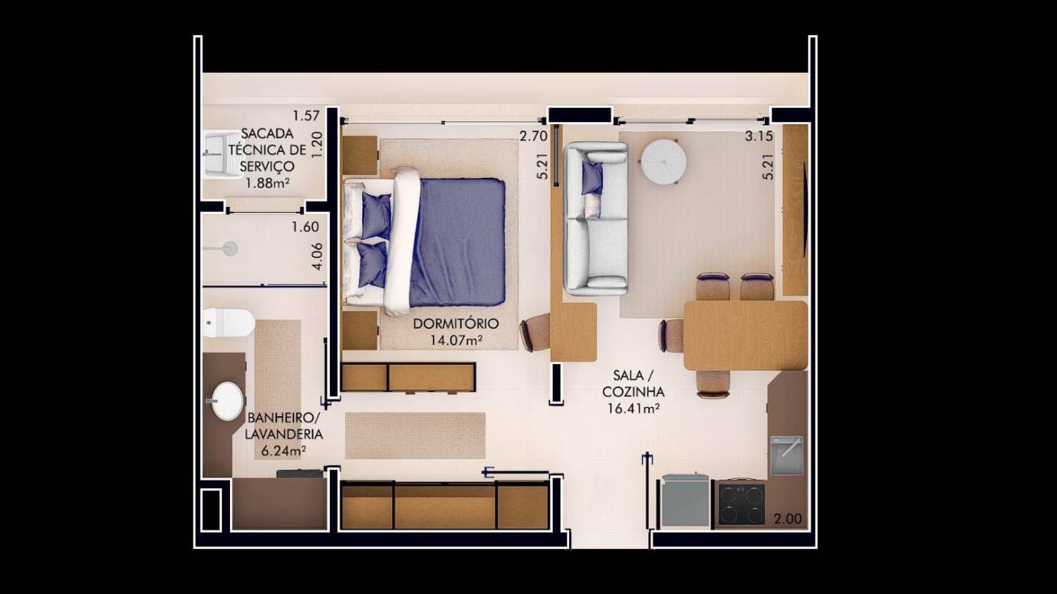 Apartamento, 1 quarto, 57 m² - Foto 2